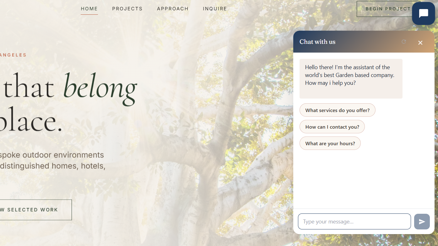 The Jarvis chat widget live on a website